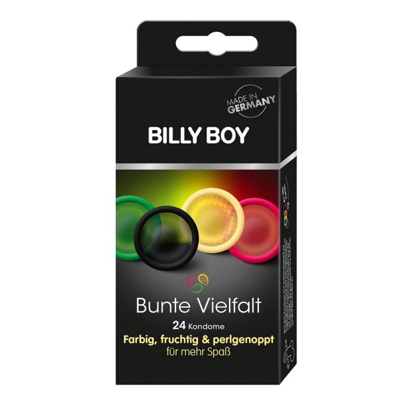 Préservatifs Billy Boy Colorés & Aromatisés & Perlés Boîte de 24