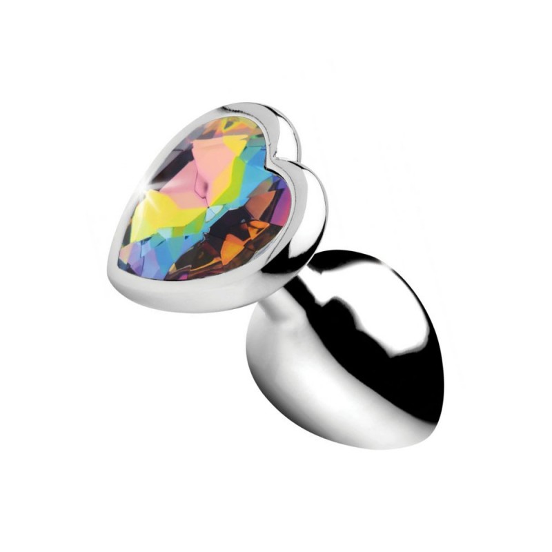 Plug Anale in Metallo Gioiello Rainbow Prism Heart Small