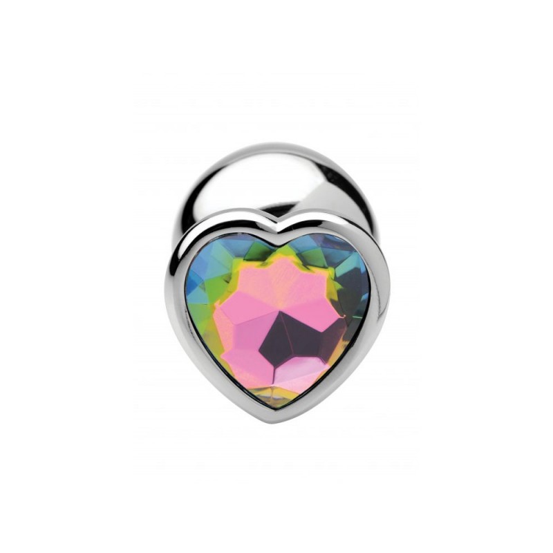 Plug Anale in Metallo Gioiello Rainbow Prism Heart Large