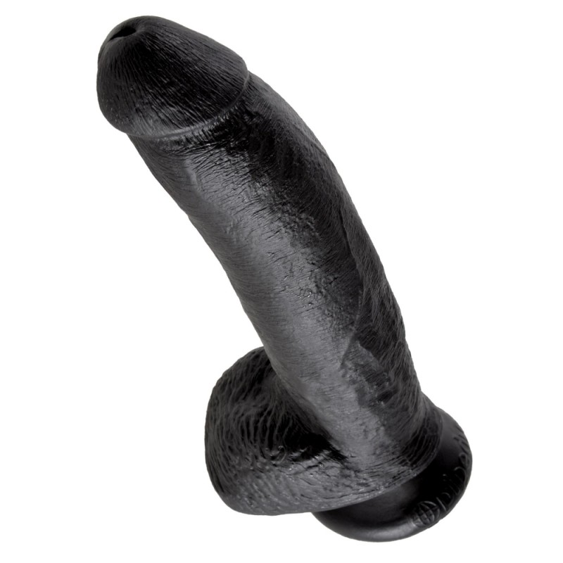 Gode Ventouse Testicules King Cock 22,9 cm Noir