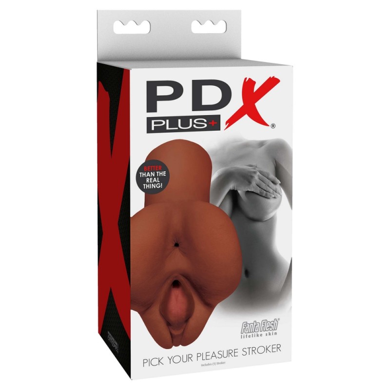 Masturbatore Vagina & Ano Pick Your Pleasure Stroker PDX Plus Marrone