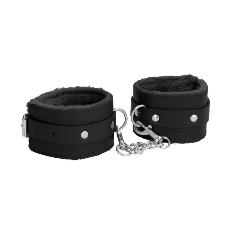 Menottes Chevilles Plush Leather Cuffs Noir