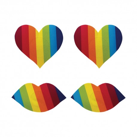 Cache-Tétons Nipplicious Rainbow Coeur et Bouche