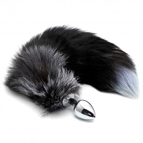 Plug Anale Coda di Volpe M Black & White Fox Tail