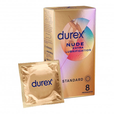 Durex Nude Extra Lubrification Boîte de 8