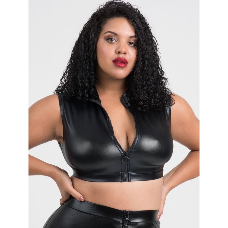 Crop Top Fierce Wetlook Nero